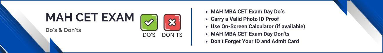 MAH MBA CET Exam Do's & Don'ts