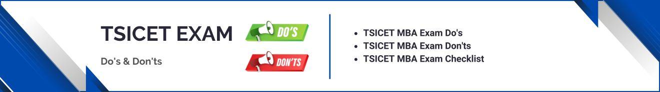 TSICET MBA Exam Do's & Don'ts