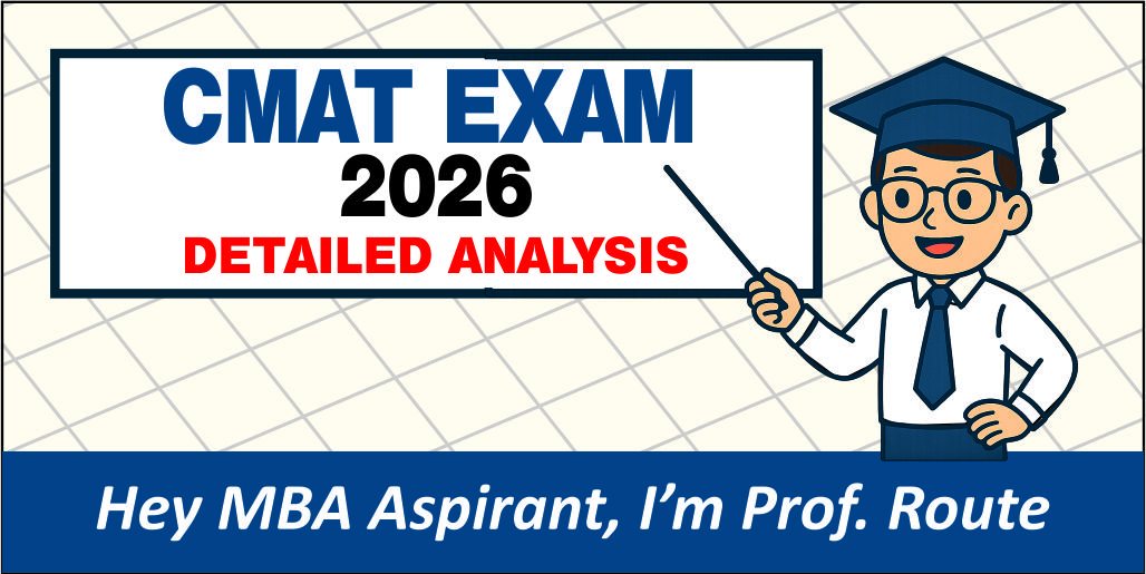 Prof. Route explaining CMAT 2026 detailed exam analysis for MBA aspirants on a MyCollegeRoute banner.